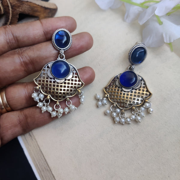 "Melanie" Dual Tone Oxidized Earrings