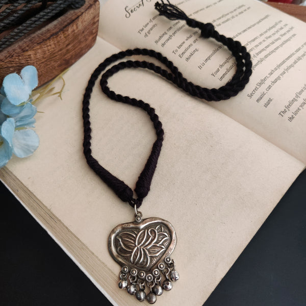 "Minal" Silver Oxidised tassel Necklace