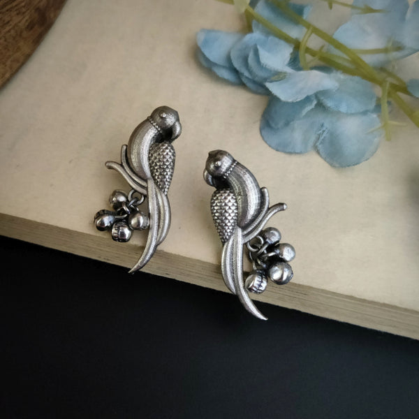 "Panchi" Silver Look Alike Oxidised Stud Earrings