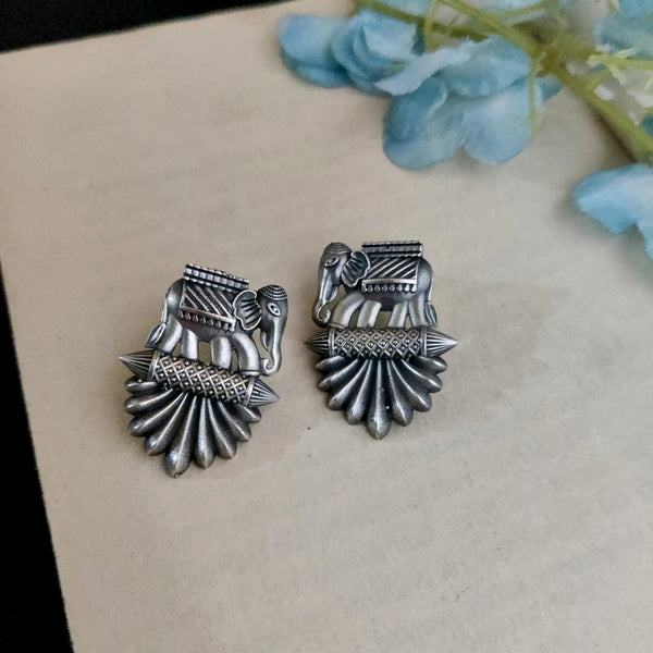"Veil" Silver Look Alike Premium Brass Stud Earings