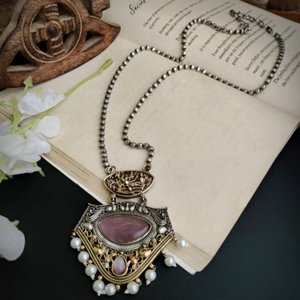 Antique Silver Plated Dual tone  Necklace