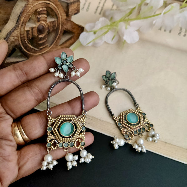 "Mesha" Dual Tone Oxidized Earrings