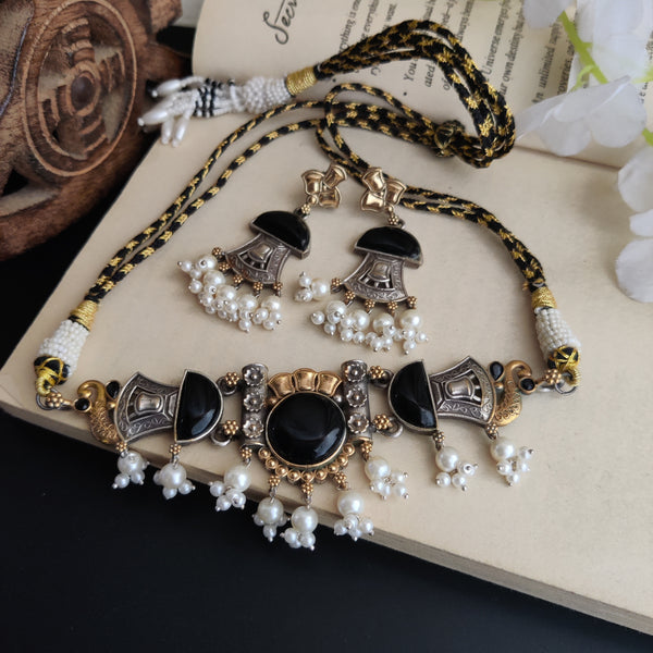 Elegant Dual Tone Statement Necklace Set