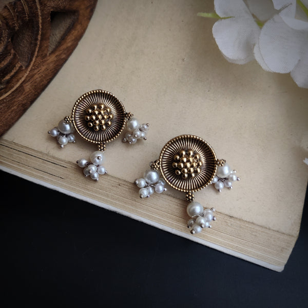 "Tanya" Silver Look Alike Dual Tone Stud Earring