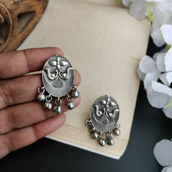 Silver Look Alike Oxidised Stud Earrings