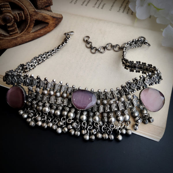 “Avantika” Silver Look alike Gunghroo Tribal Choker