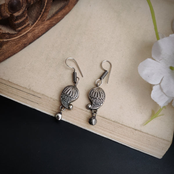"Rajeshwari"Silver Toned Hook Earrings