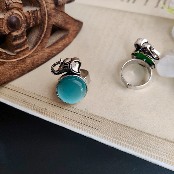 Elephant Adjustable Oxidized rings