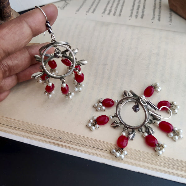 "Jassi"Silver look alike Oxidized Dangler Earrings