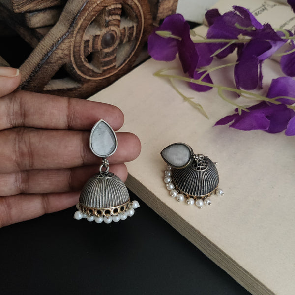 Ruhani Premium Brass Dual Tone Jhumka Earrings