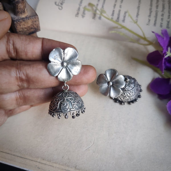 "Kanishka" Silver Look Alike Hanging Jhumka