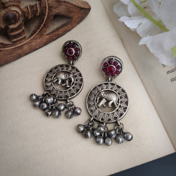 "Vishwa" Silver Look Alike Oxidised Earring