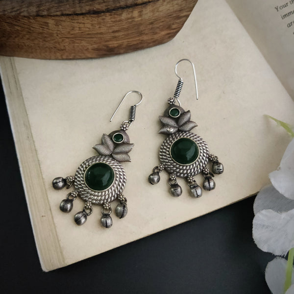 "Gaura" Silver Plated Stone Hook Earrings