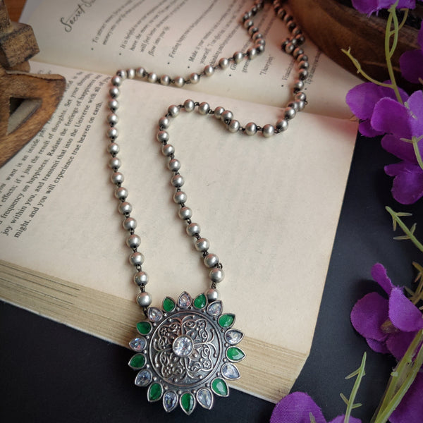 "Prani" Silver Plated Oxidized Long Necklace