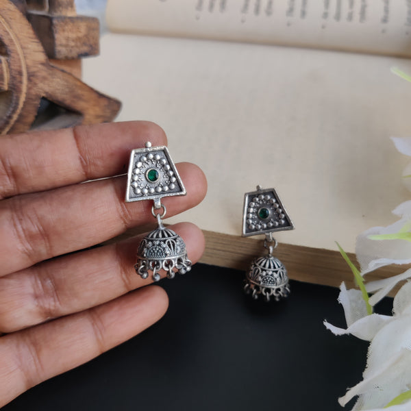 "Pari" Silver Look Alike Oxidized Jhumki