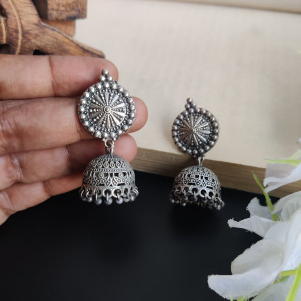 "Mala" Silver Look Alike Oxidized Jhumka