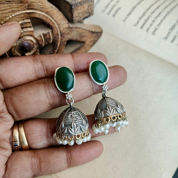 "Pinakin" Silver plated Oxidized Jhumka