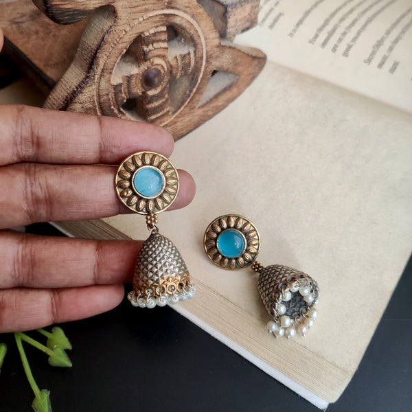 "Nancy" Silver Look Alike Dual tone Jhumka