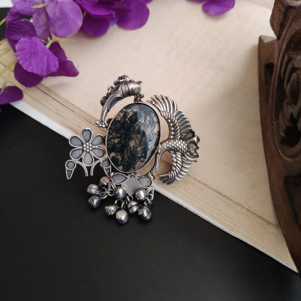 Adjustable Oxidized Silver Fusion Brass Ring Model 50