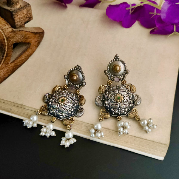 "Juhi" Silver Look Alike Dual tone Earrings