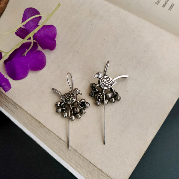 Sparrow Silver Look Alike Needle Earrings