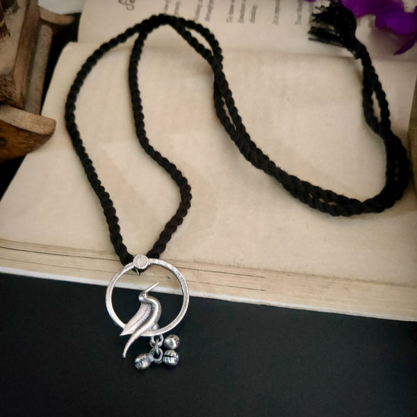 "Bird" Silver Look Alike Oxidised Taseel Necklace