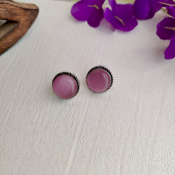 Elegant and Classic Style Monalisa Round Shaped stone Ear Studs