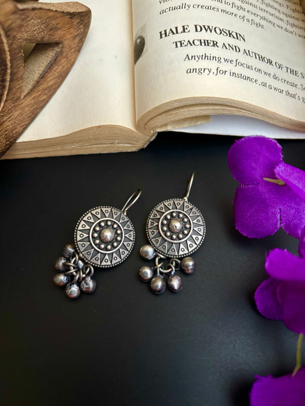 "Malishka" Silver Look Alike Oxidized Earrings