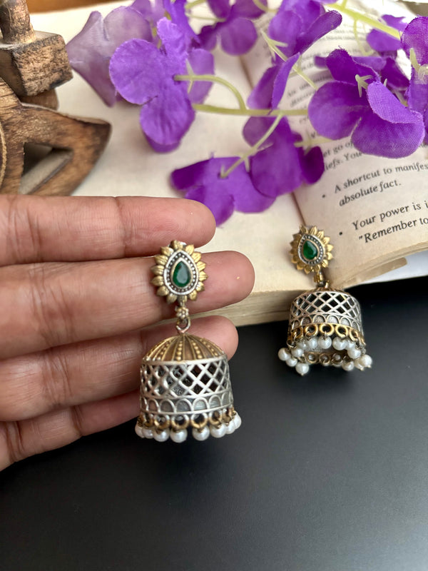 "Heena" Silver Look Alike Dual Tone Earrings