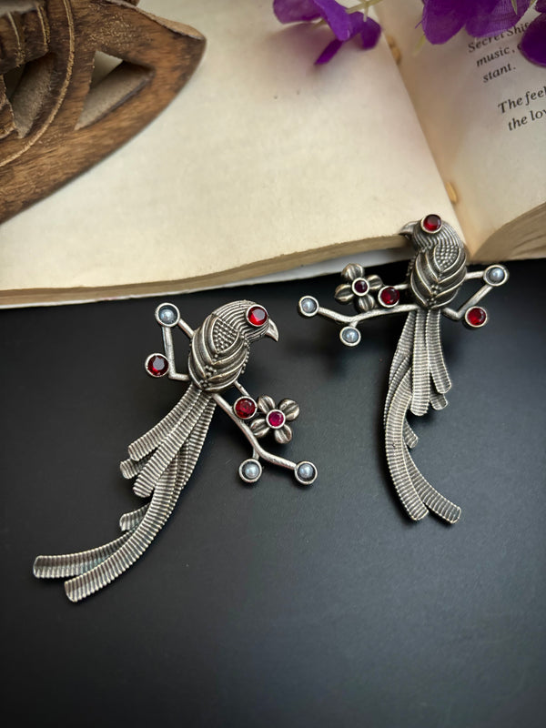 "Arka" Silver Look Alike Oxidized Earrings