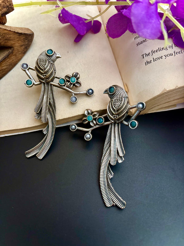 "Arka" Silver Look Alike Oxidized Earrings