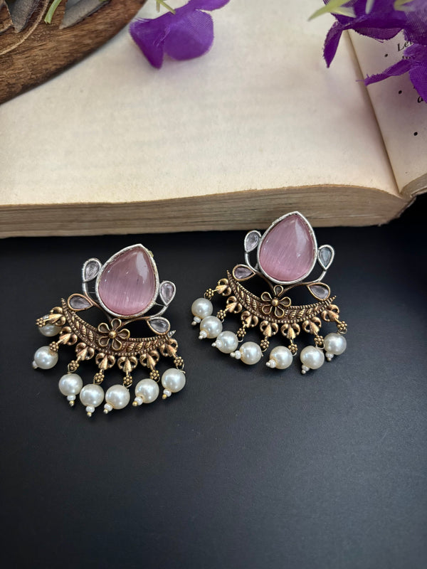 "Naksh" Silver Look Alike Dual tone Earrings