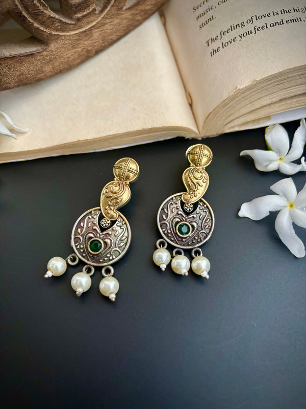 "Kareena" Silver Look Alike Dual tone Earrings