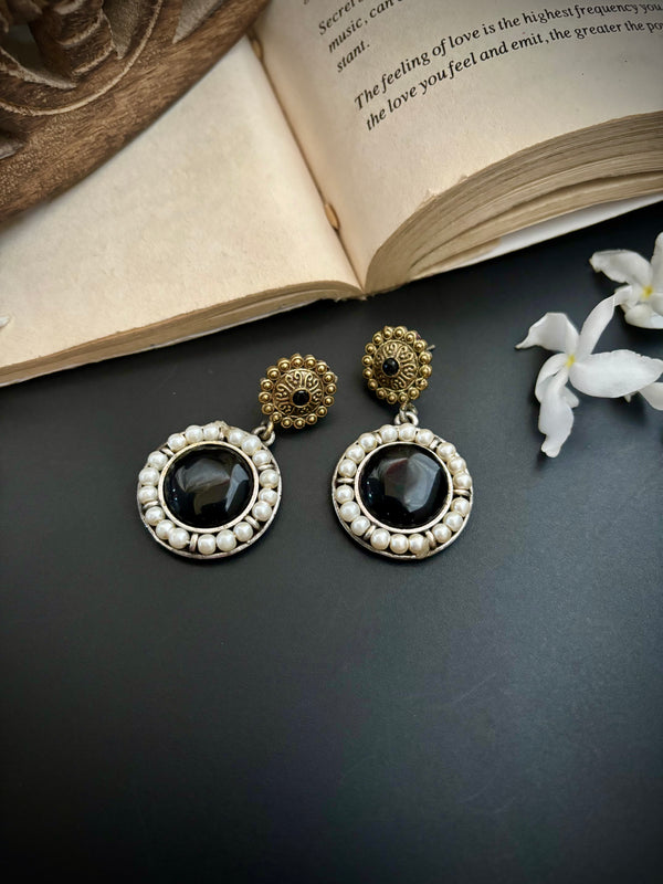 "Chandrima" Silver Look Alike Dual Tone Earrings