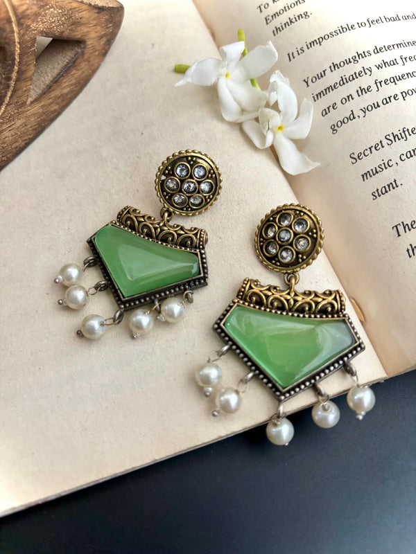 "Gauri" Silver Look Alike Dual Tone Earrings
