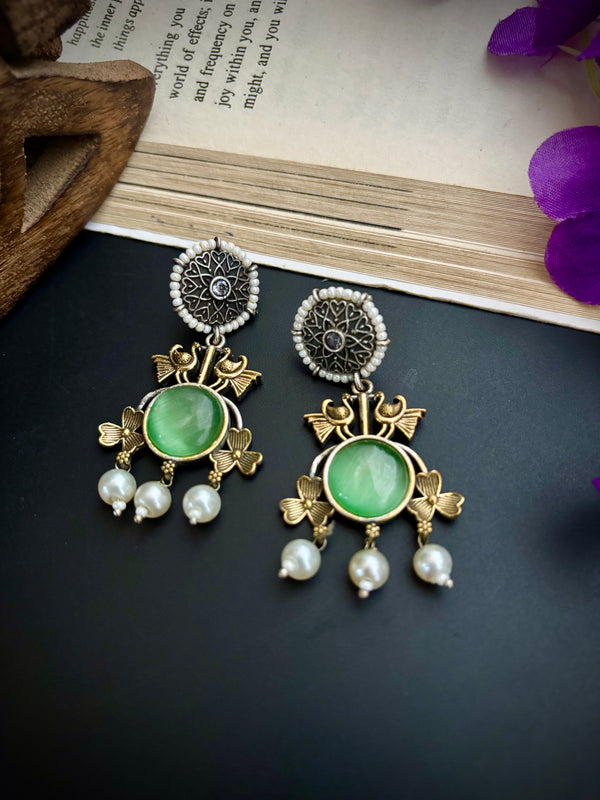 "Smruti" Oxidized Dual Tone Earrings
