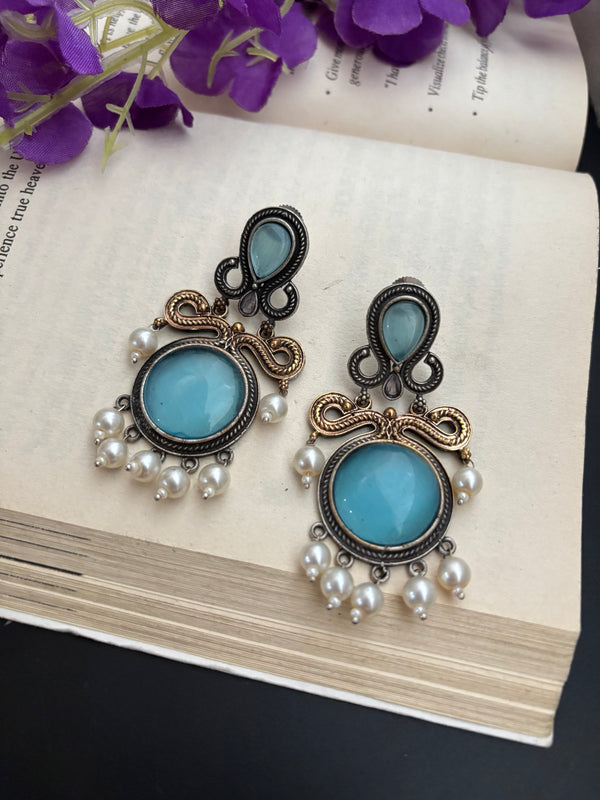 "Arya" Silver Look Alike Dual tone Earrings