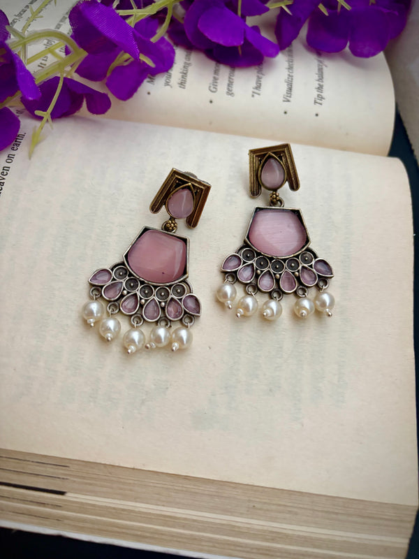 "Nancy" Silver Look Alike Dual tone Earrings