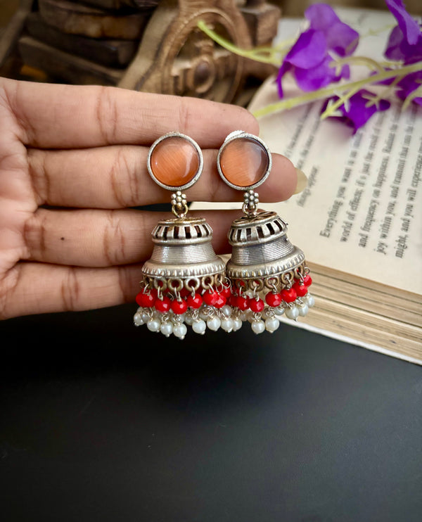 "Veena" Silver Look Alike Dual Earrings