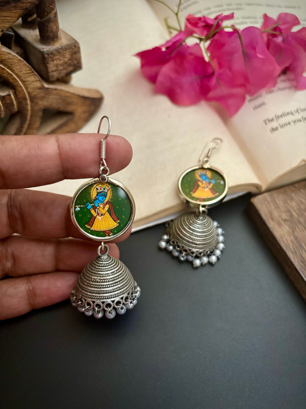 "Gehna" Photoframe Silver Oxidised Jhumka