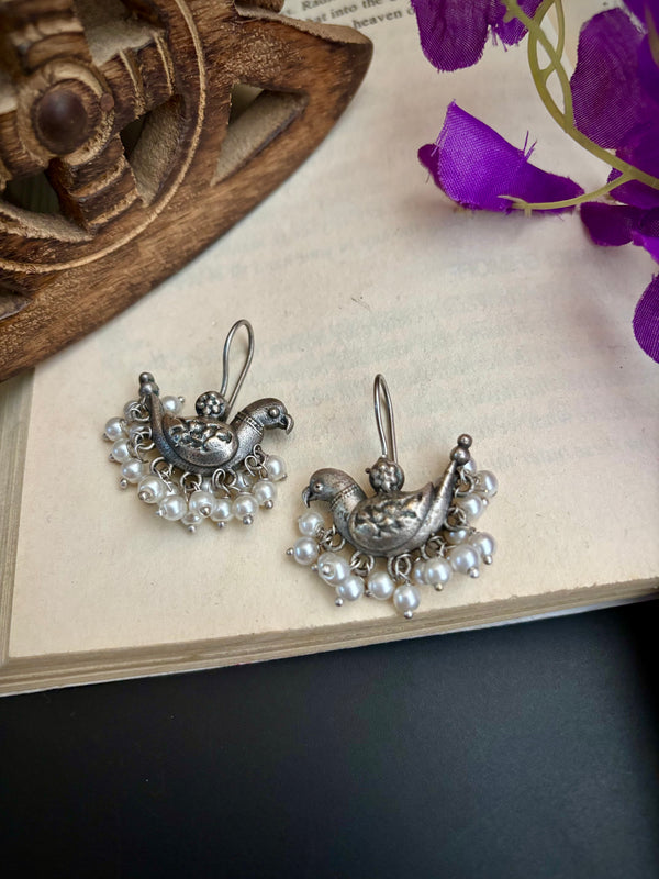 "Panchi" Silver Look Alike Oxidised Earring