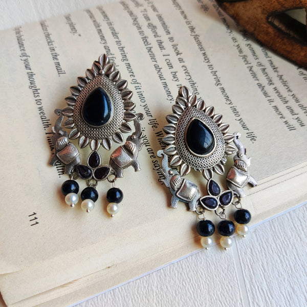 "Shalu" Silver Look Alike Oxidized Earrings