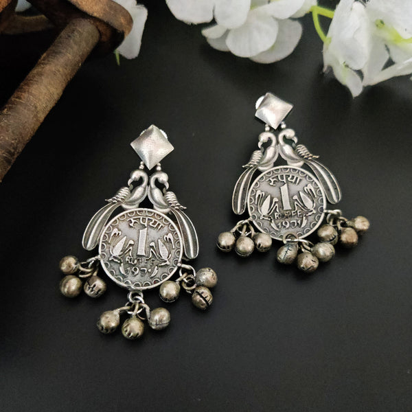 "Rupee" Silver Look Alike Oxidised Earring