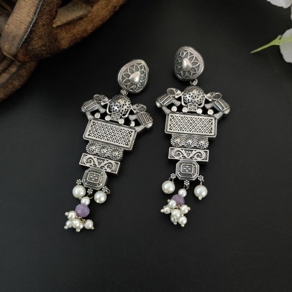 "Elina" Silver Look Alike Stone Dangler