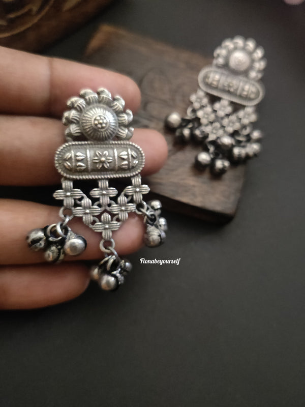 "Zoya" Silver Look Alike Oxidized Earrings