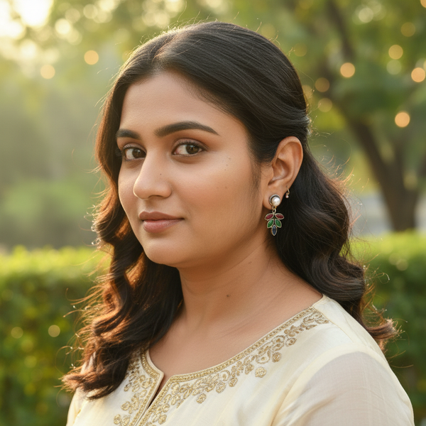 Stylish Petal Shaped Stone Earrings