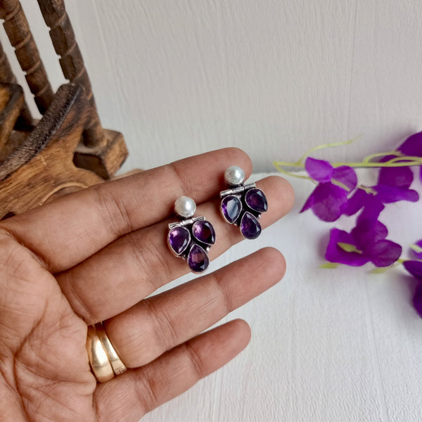 "Jhanak" Oxidized Premium Stone earrings